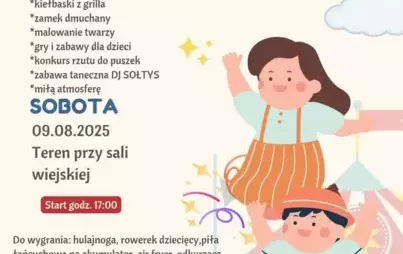 Sołtys i Rada wsi Pełcza ZAPRASZA Na posiadówkę przy grillu ZAPEWNIAMY: -konkursy z nagrodami -słodki poczęstunek OD KGW PEŁCZANKI -kiełbaski z grilla -zamek dmuchany -malowanie twarzy -gry i zabawy dla dzieci -konkurs rzutu do puszek -zabawa taneczna DJ 